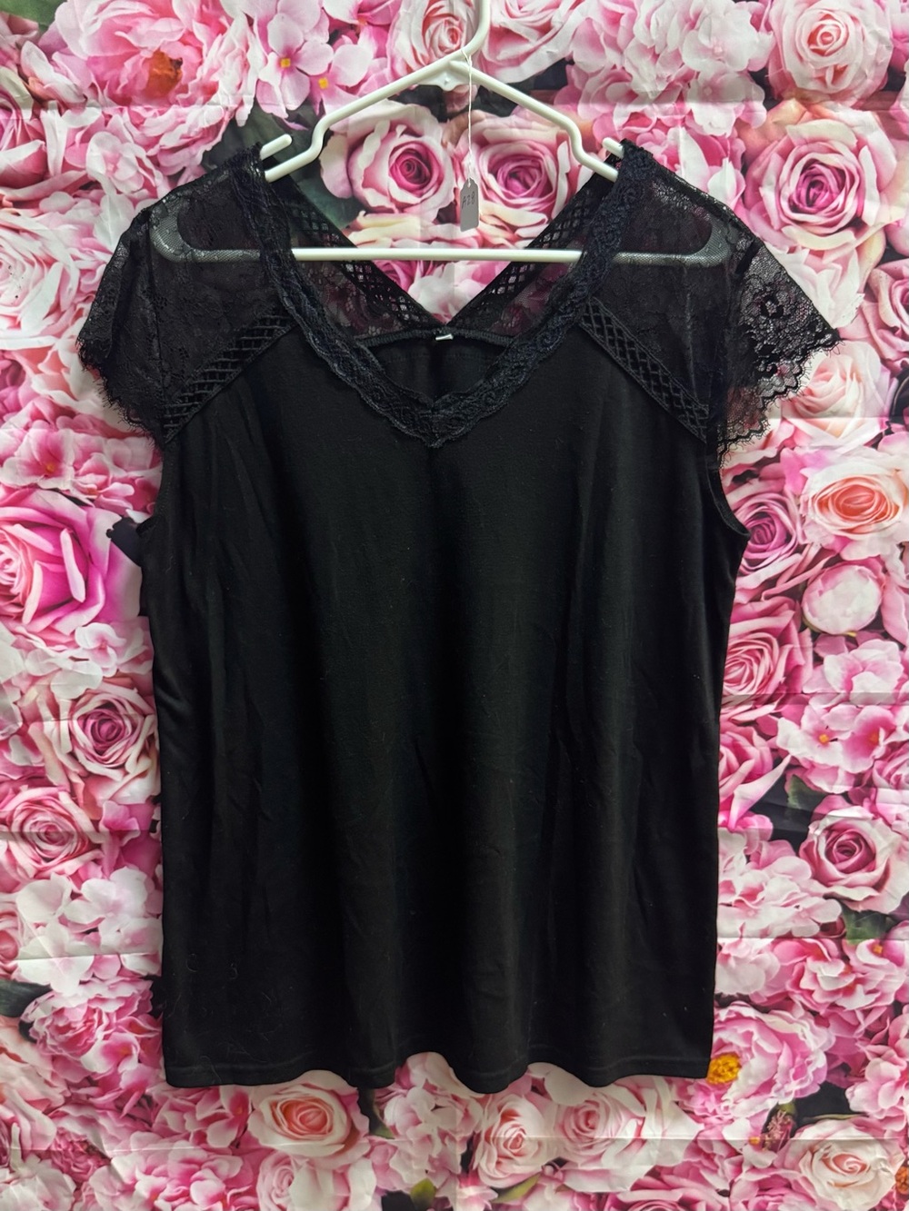 Lace-Trim Black V-Neck Women's Camisole